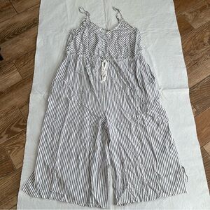 Swim by Cacique White Black Stripe Jumpsuit Cover-up Romper NWT